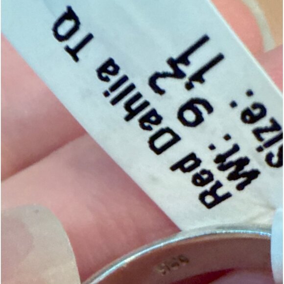 Size 11 925 Sterling Silver Rose Closed Back Dahlia Turquoise Ring - Picture 4 of 5